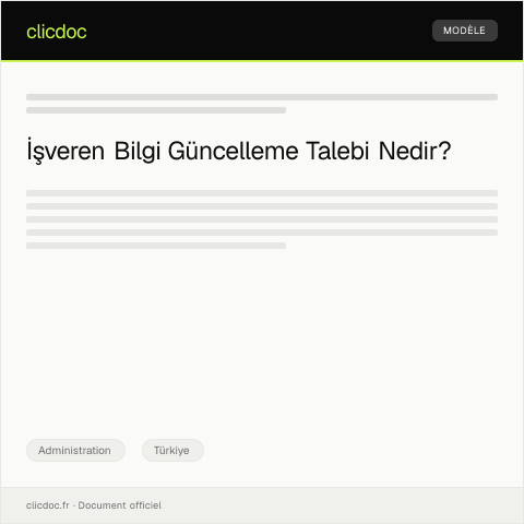 Document preview: İşveren Bilgi Güncelleme Talebi — Administration, Türkiye