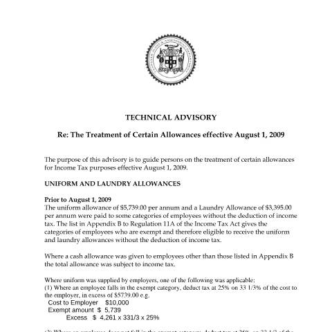 Document preview: 2009.IROC.IT - Treatment of Certain Allowances effective August 1, 2009 — Document, Jamaica (CERFA n°2009.iroc.it+-+treatment+of+certain+allowances+effective+august+1+2009)