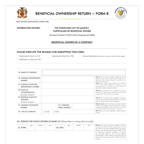 Document preview: BOR FORM B — Form, Jamaica (CERFA n°BOR_FORM_B_19092023)