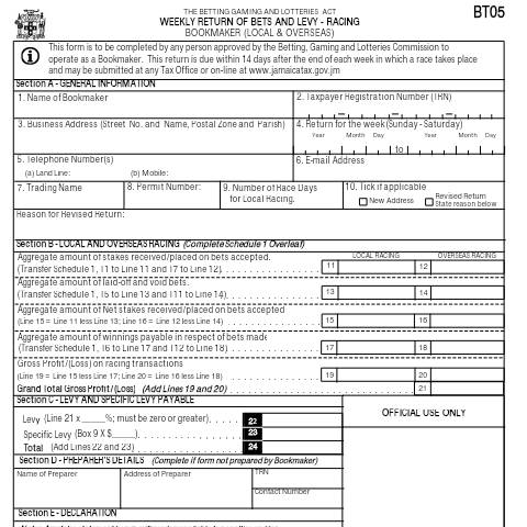Document preview: BT05 — Document, Jamaica (CERFA n°bt05_19082016)