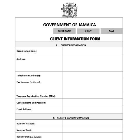 Document preview: Client Information Form — Form, Jamaica (CERFA n°client_info_form)