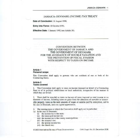 Document preview: Jamaica - Denmark — Document, Jamaica (CERFA n°dta+jamaica_denmark)
