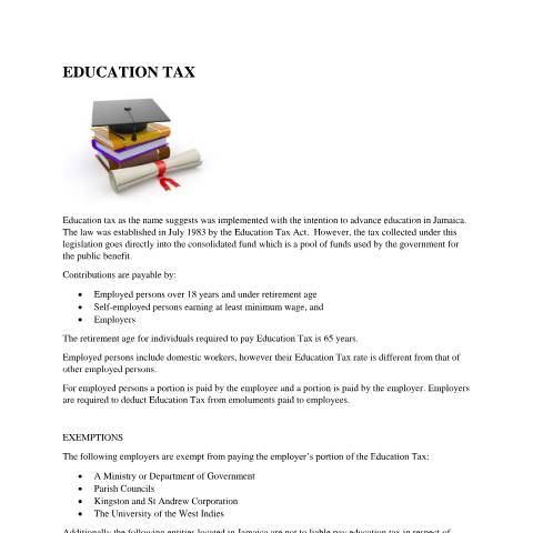 Document preview: Education Tax — Document, Jamaica (CERFA n°EDUCATION+TAX+Info+(FINAL_Feb2018))