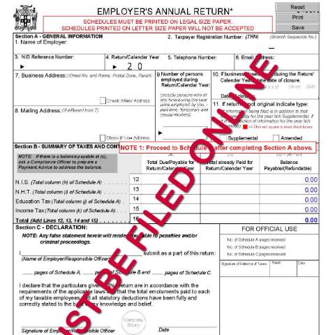 Document preview: S02 - EMPLOYERS ANNUAL RETURN (with Schedule A) — Form, Jamaica (CERFA n°s02_sch_a_online)