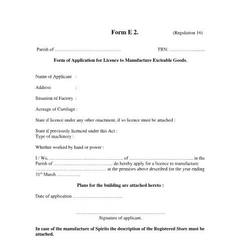 Document preview: Excise Licence Form (Click to download) — Form, Jamaica (CERFA n°excise_licence_form_052026)