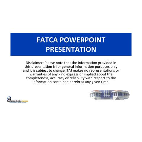 Document preview: TAJ's FATCA Presentation — Document, Jamaica (CERFA n°taj_fatca_pres)