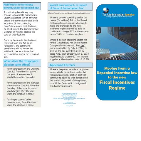 Document preview: Moving From a Repealed Incentive Law to a New Fiscal Incentives Regime — Act / Law, Jamaica (CERFA n°moving_from_repealed_incentive_law)
