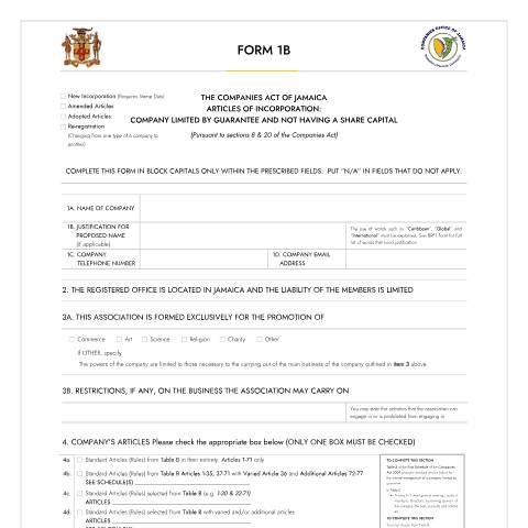 Document preview: Form 1B — Form, Jamaica (CERFA n°FORM_1B_18092023)