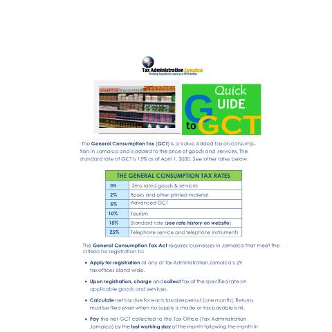 Document preview: GCT Quick Guide — Guide, Jamaica (CERFA n°GCT_Quick_Guide_to_GCT_(Amended)_032021)
