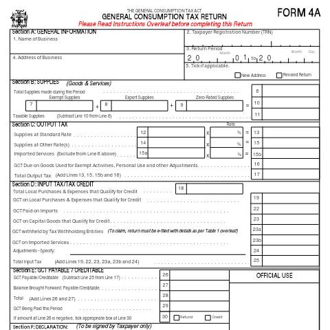 Document preview: non-efillable — Document, Jamaica (CERFA n°GCT_4A_non-efillable)
