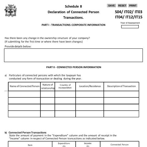 Document preview: Income Tax Schedule 8 — Form, Jamaica (CERFA n°Schedule_8_2023)