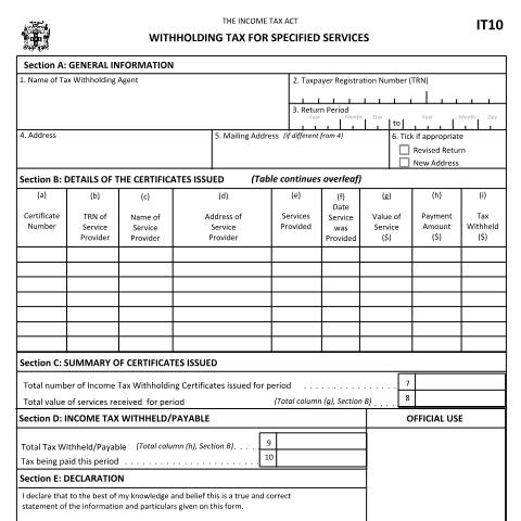 Document preview: Income Tax Withholding Return — Form, Jamaica (CERFA n°income+tax+withholding+return+final+aug+25+2015)