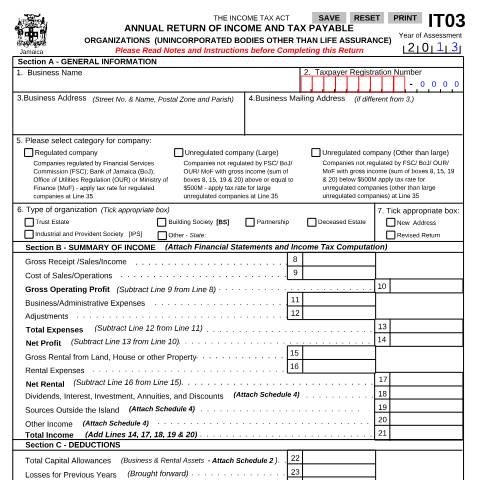 Document preview: IT03 2013 save — Document, Jamaica (CERFA n°IT03_2013+-+save)