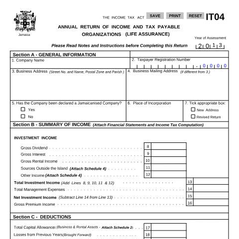 Document preview: IT04 2013 — Document, Jamaica (CERFA n°IT04_2013)
