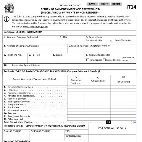 Document preview: IT14 — Document, Jamaica (CERFA n°IT14_13092017)