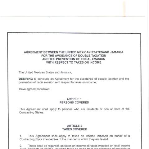 Document preview: Jamaica - Mexico — Document, Jamaica (CERFA n°signed+DTA+between+Jamaica+and+Mexico)