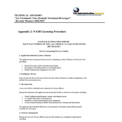 Document preview: Appendix 2 - NASB Licensing Procedure — Document, Jamaica (CERFA n°Appendix+2+-+NASB+Licensing+Procedure)