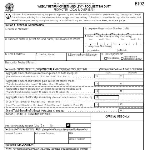 Document preview: BT02 — Document, Jamaica (CERFA n°bt02_19082016)