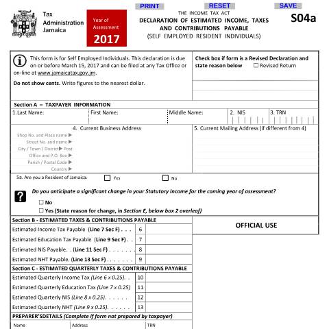 Document preview: S04a 06032017 blank — Document, Jamaica (CERFA n°S04a_06032017_blank)