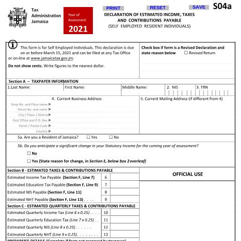 Document preview: S04a 2021 20012021 — Document, Jamaica (CERFA n°S04a_2021-20012021)