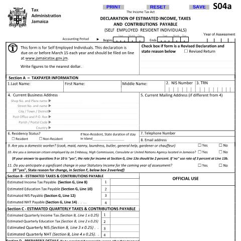 Document preview: S04a 2022 — Document, Jamaica (CERFA n°S04a_2022)