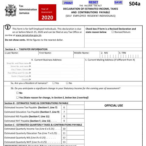 Document preview: S04a blank 27122019 — Document, Jamaica (CERFA n°S04a_blank_27122019)