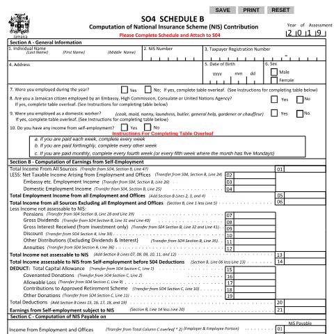 Document preview: S04 Schedule B — Form, Jamaica (CERFA n°NIS+Sch+B+for+SO4+2019)