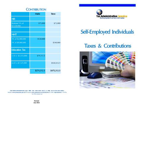 Document preview: Payroll Taxes and Contribution Rates - (Self Employed Business Person) — Reference, Jamaica (CERFA n°self_employed_businesswoman_tax+contribution_jul2016)