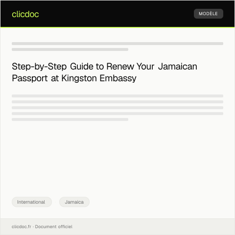Document preview: Application for Jamaican Passport Renewal at Kingston Embassy — International, Jamaica
