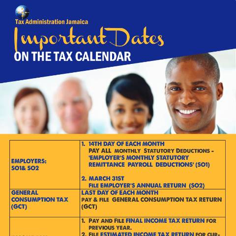 Document preview: Important Dates on the Tax Calendar — Document, Jamaica (CERFA n°important_dates)