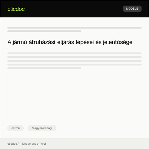 Document preview: Jármű átruházási eljárás indítása — Jármű, Magyarország