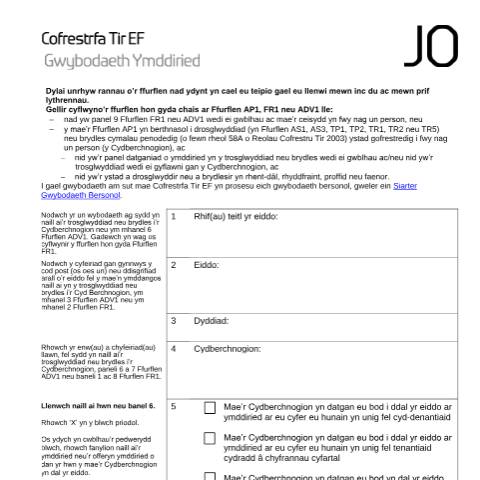 Document preview: Jointly owned property trust: registration (JO) — HM Land Registry, United Kingdom