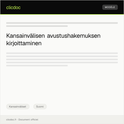 Document preview: Kansainvälinen avustushakemus — Kansainväliset, Suomi