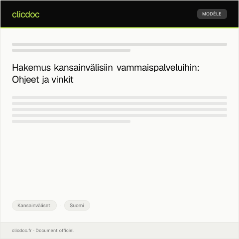 Document preview: Kansainvälinen vammaispalveluiden hakemus — Kansainväliset, Suomi