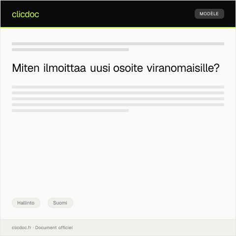 Document preview: Kansalaisilmoitus uudesta osoitteesta — Hallinto, Suomi