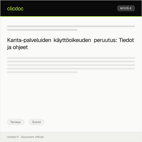 Document preview: Kanta-palveluiden käyttöoikeuden peruutus — Terveys, Suomi