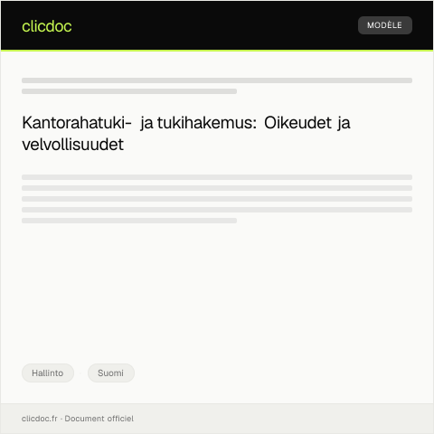 Document preview: Kantorahatuki- ja tukihakemus — Hallinto, Suomi