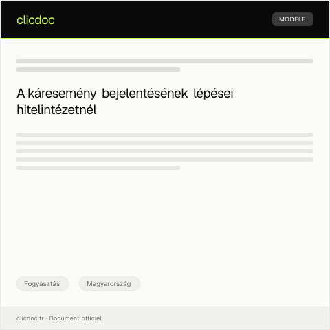 Document preview: Káresemény bejelentése hitelintézetnél — Fogyasztás, Magyarország
