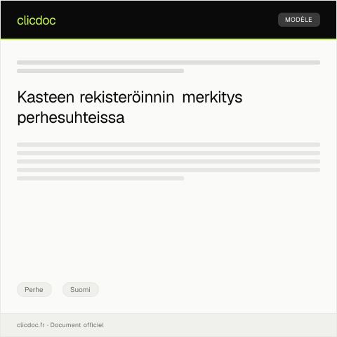 Document preview: Kasteen rekisteröinti — Perhe, Suomi