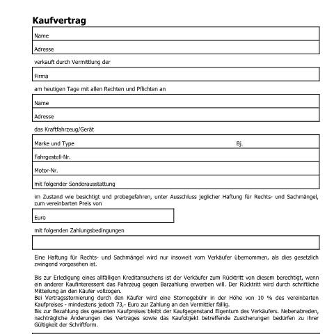 Dokumentvorschau: U20 — Kaufvertrag "Dient nur als Muster!!!" — Steuern, Österreich (CERFA n°U20)