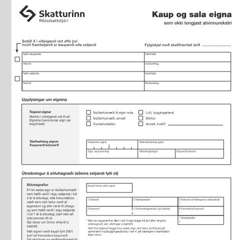 Document preview: Kaup og sala eigna. — Einstaklingar, Ísland (CERFA n°RSK 3.02)