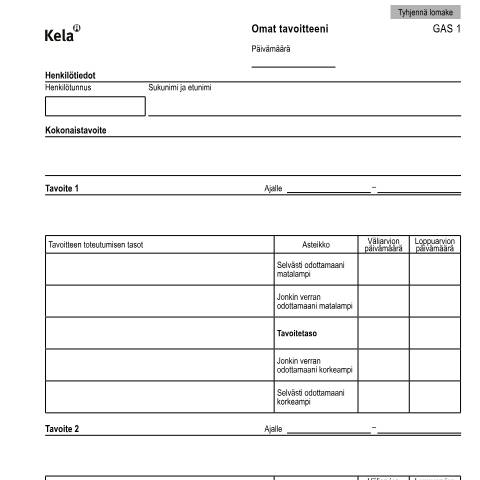 Document preview: Omat tavoitteeni — Kumppanit, Suomi (CERFA n°Kela GAS 1)