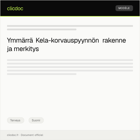 Document preview: Kela-korvauspyyntö — Terveys, Suomi