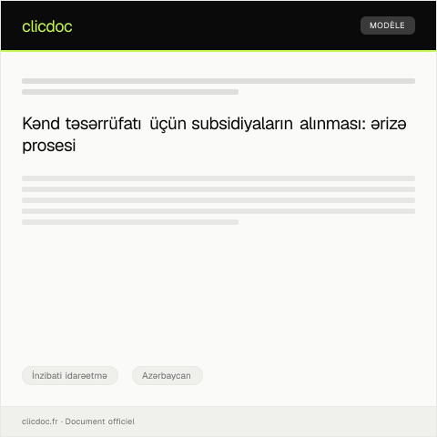 Document preview: Kənd təsərrüfatı üçün subsidiya almaq üçün ərizə — İnzibati idarəetmə, Azərbaycan