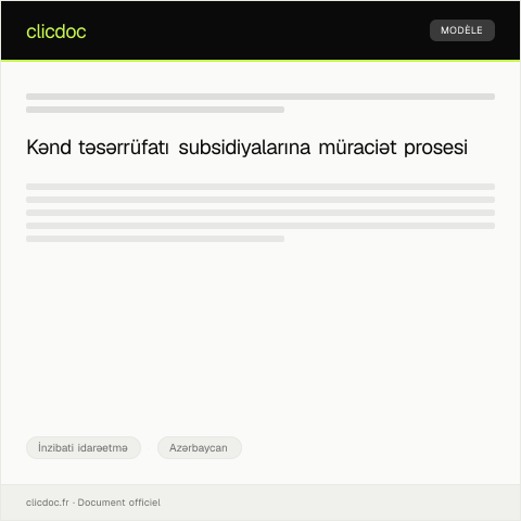 Document preview: Kənd təsərrüfatı subsidiyalarına müraciət — İnzibati idarəetmə, Azərbaycan