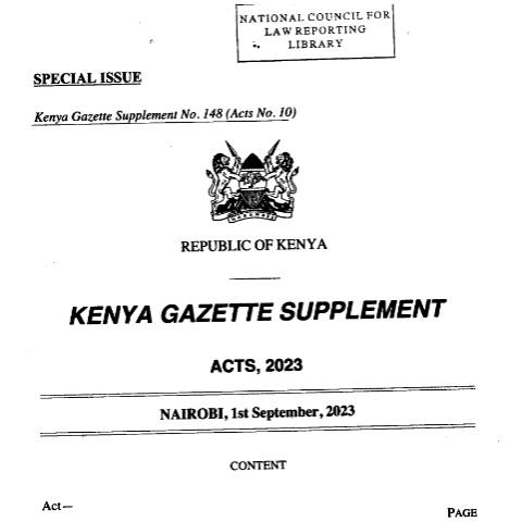 Document preview: AntiMoneyLaunderingandCombatingofTerrorismFinancingLawsAmendmentAct2023 — Act / Law, Kenya (CERFA n°AntiMoneyLaunderingandCombatingofTerrorismFinancingLawsAmendmentAct2023)