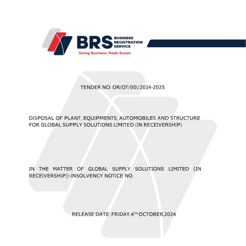 Document preview: TENDER DOCUMENT -PLANT AND EQUIPMENT-FINAL — Publication, Kenya (CERFA n°TENDER-DOCUMENT-PLANT-AND-EQUIPMENT-FINAL)