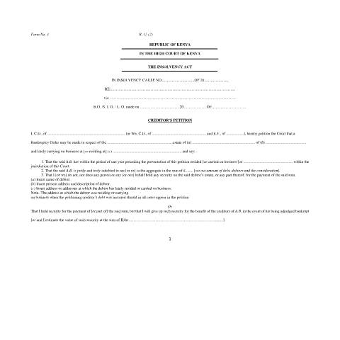 Document preview: form3 — Form, Kenya (CERFA n°form3)