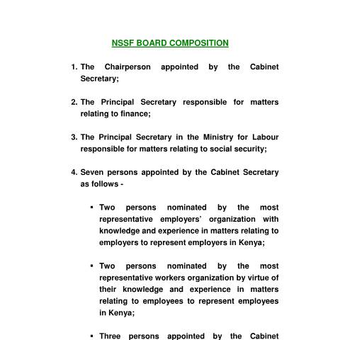 Document preview: BOARD COMPOSITION — Document, Kenya (CERFA n°BOARD-COMPOSITION)