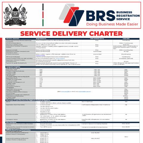 Document preview: BRS Customer Service Charter1 — Policy, Kenya (CERFA n°BRS-Customer-Service-Charter1)